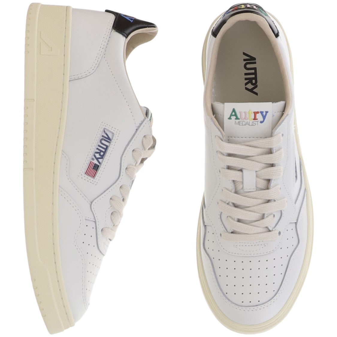 Autry Panel Design Low Leather Sneakers With Logo Accents