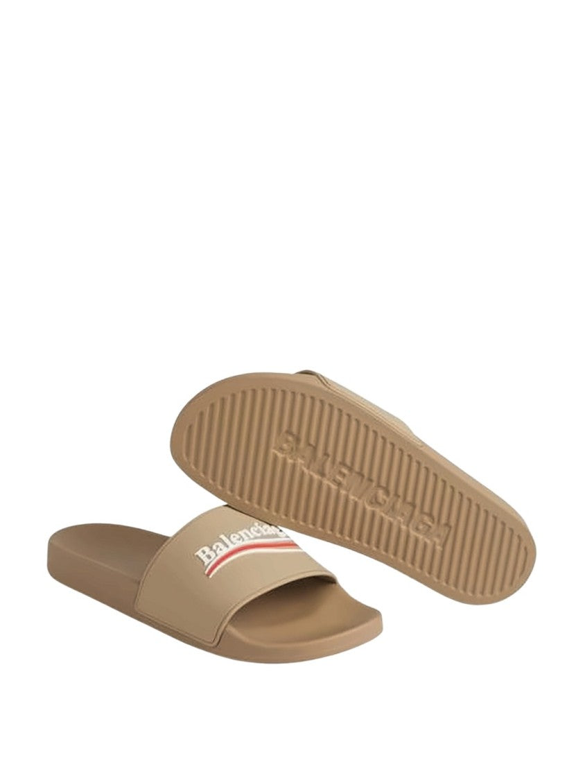 Balenciaga Rubber Mule Sandals With Bold Graphic Detail