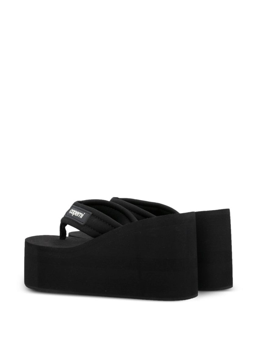 Coperni Black Padded Strap Platform Wedge Sandals