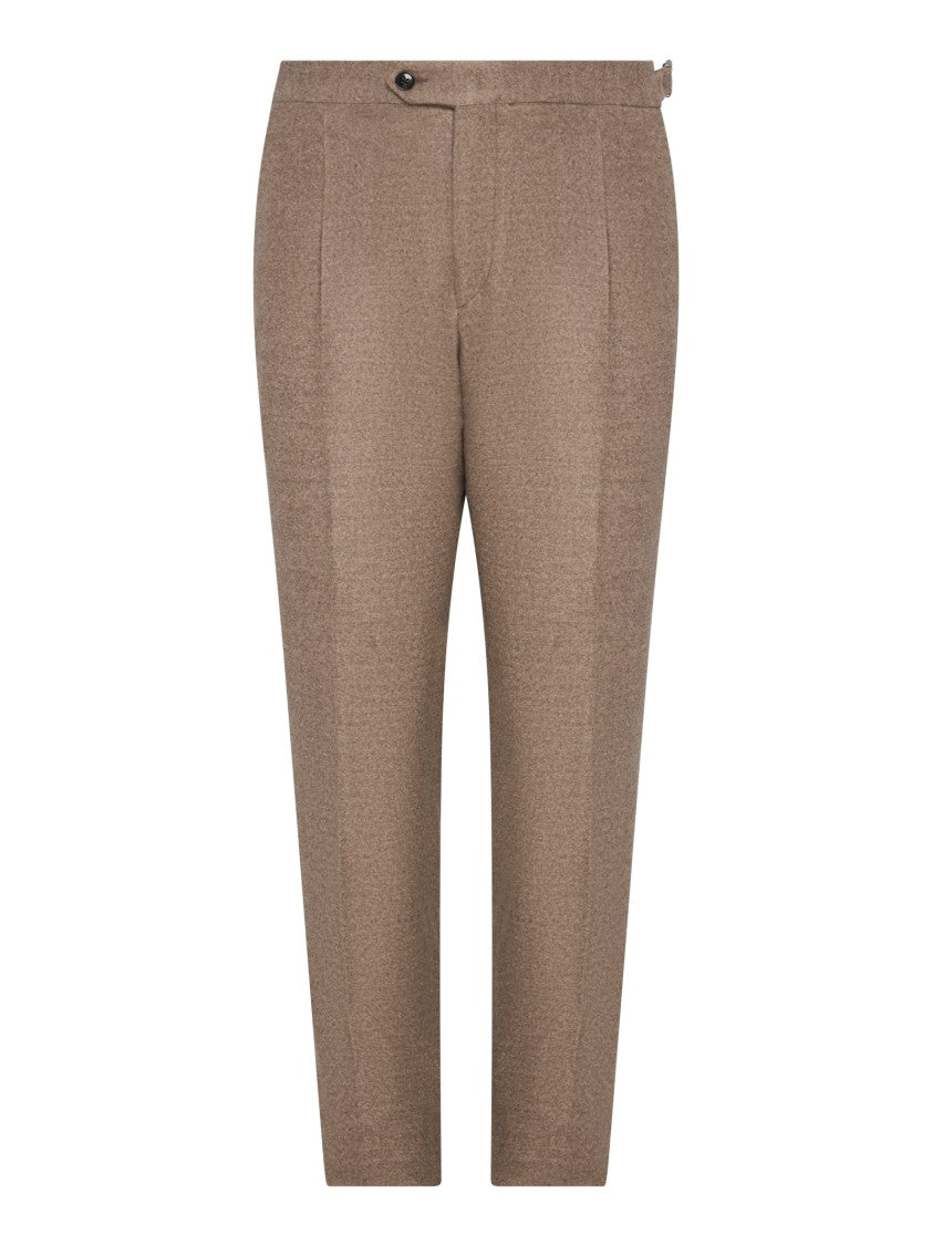 Franzese Collection Tailored Beige Trousers With Double Waistband