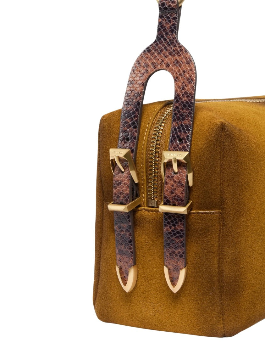 Pinko Mustard Yellow Suede Shoulder Bag