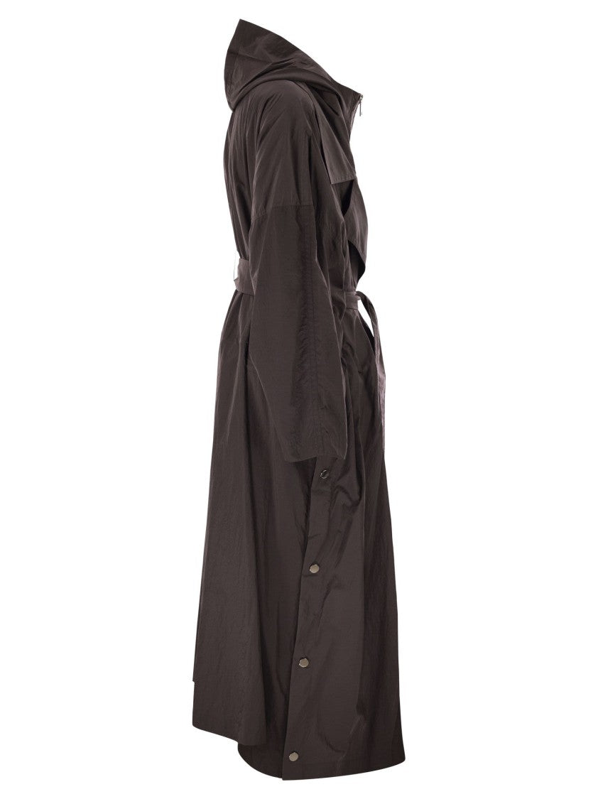 Sportmax Oversized Water-Repellent Taffeta Trench Coat With Maxi Lapel And Layered Design