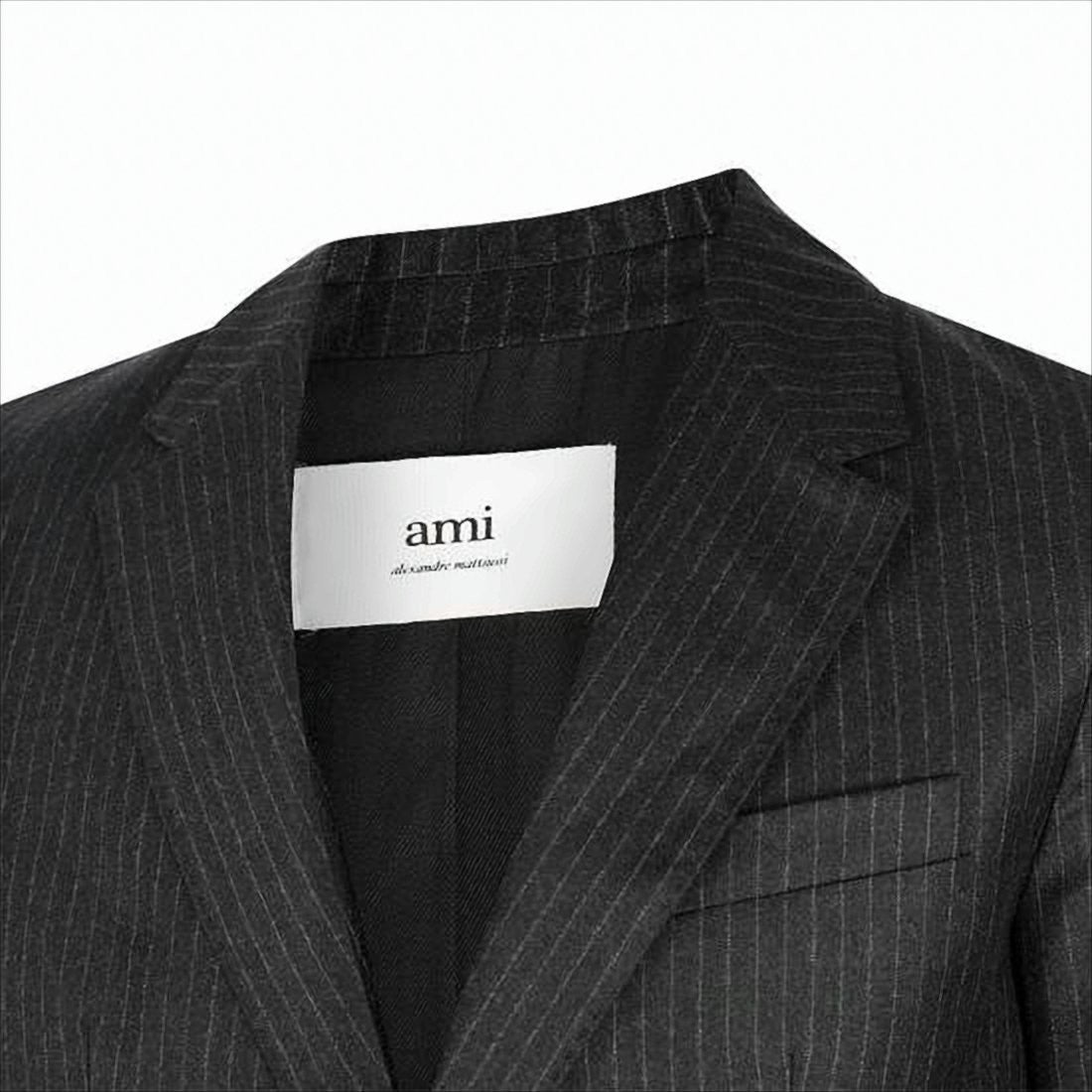 Ami Paris Pinstripe Tailored Suit Jacket With Classic Notch Lapel