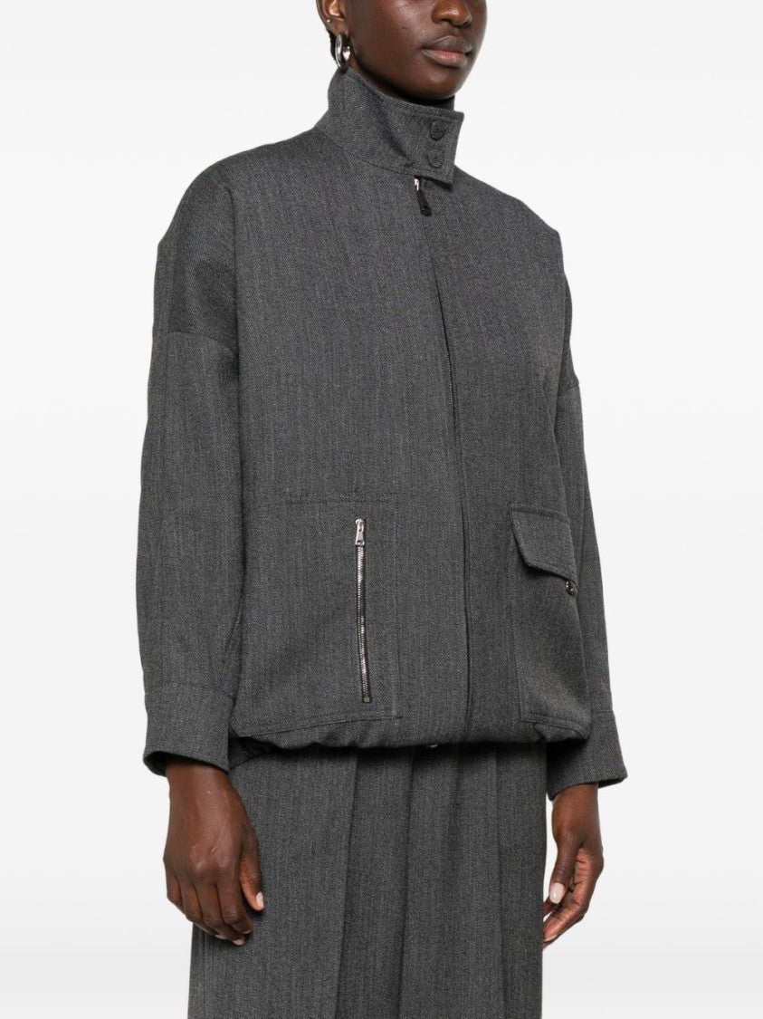 Fabiana Filippi Grey Boxy Oversized Textured Weave Coat