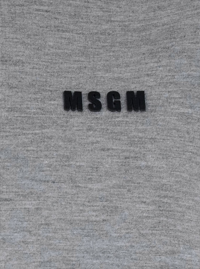 Msgm Cropped Heathered Grey Hoodie