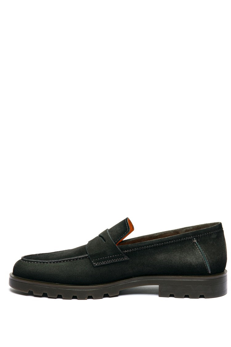 Santoni Suede Moccasins With Rubber Sole