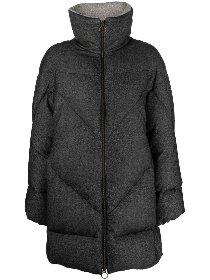 Eleventy Chevron-Stitched High Duster Jacket With Alpaca Blend