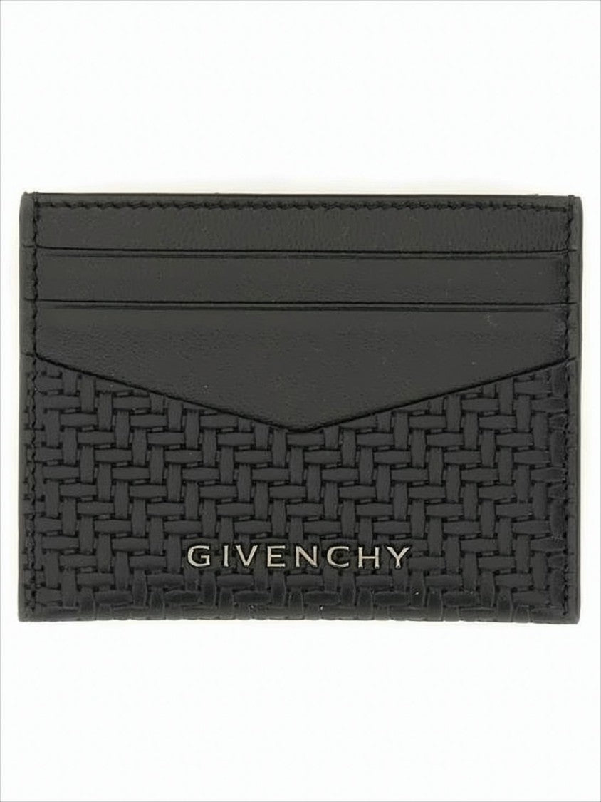 Givenchy Woven Textured Card Wallet With Metallic Logo Detail