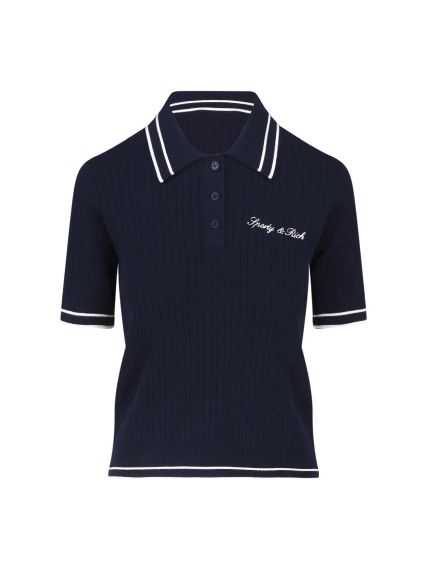Sporty And Rich Navy Blue Short-Sleeve Polo Shirt