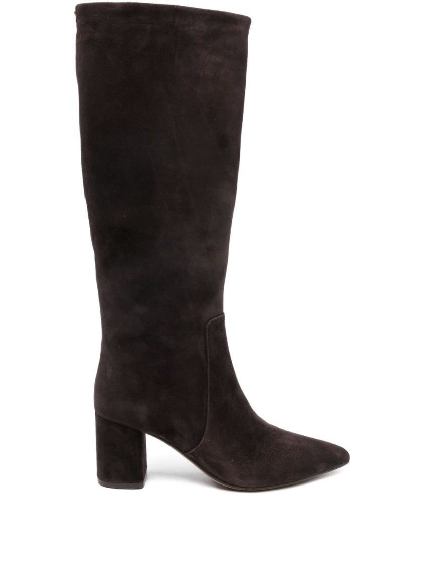 Twin-Set Brown Calfskin Ankle Boots With Pointed Toe