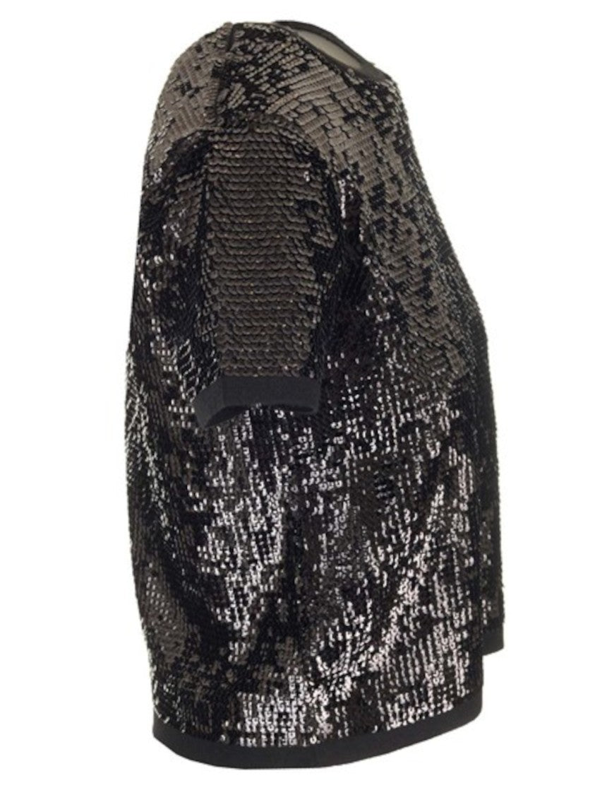 Max Mara Sequined Cropped Top With Round Neckline