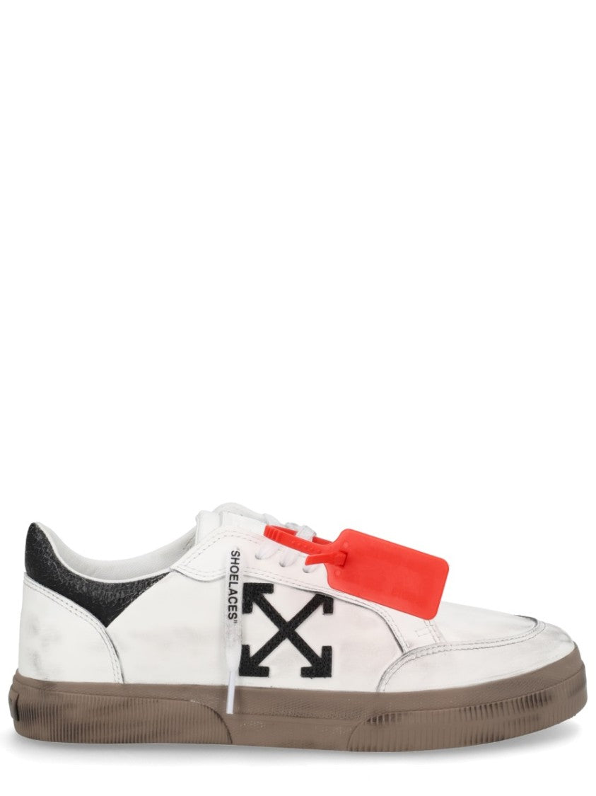 Off-White Vulcanized Leather Distressed Arrow Sneakers