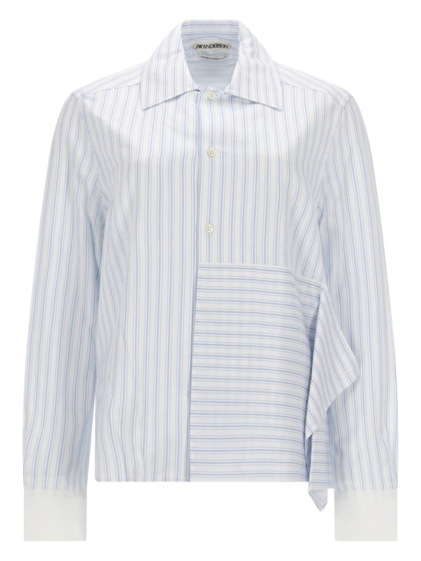 J. W. Anderson Asymmetrical Striped Draped Cotton Shirt