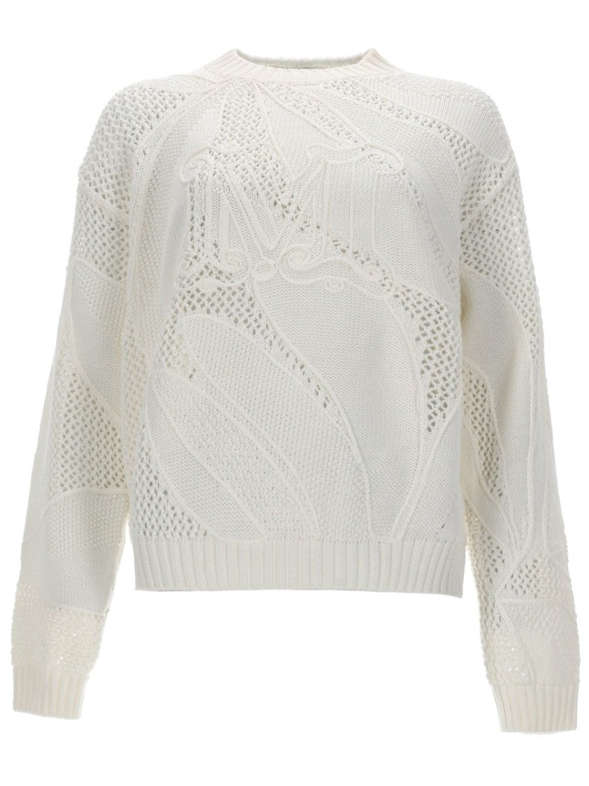 Max Mara Openwork Intricate Cotton Knit Sweater