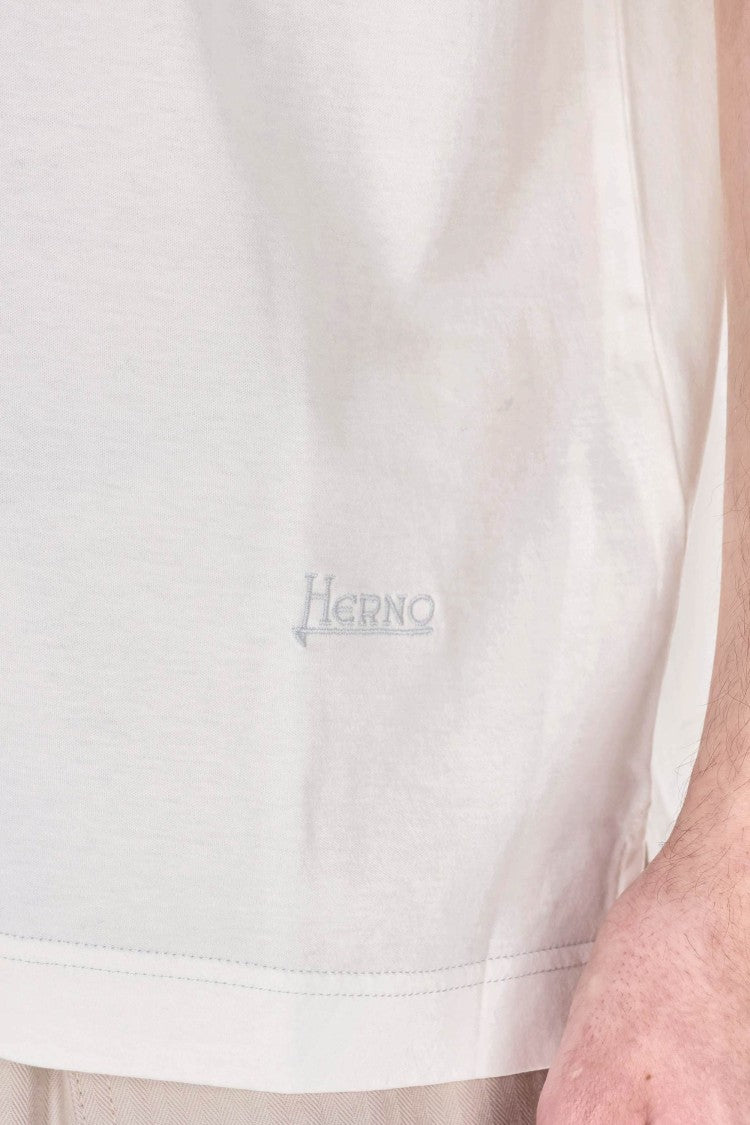 Herno White Knit-Effect Cotton T-Shirt