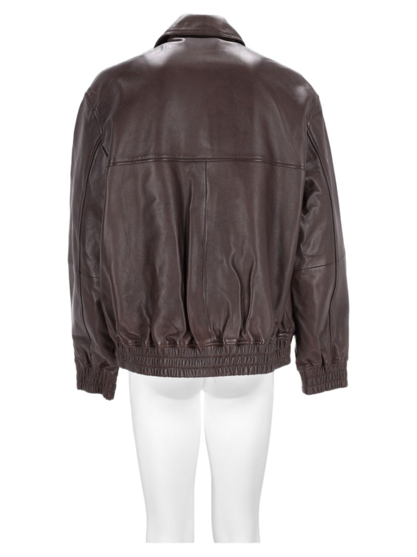 Studio Nicholson Brown Lambskin Leather Classic Collar Jacket