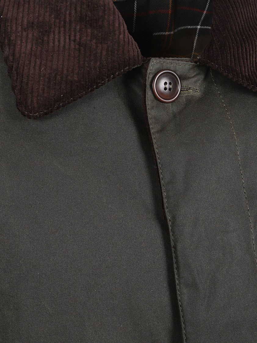 Barbour Waxed Trench Coat With Corduroy Collar