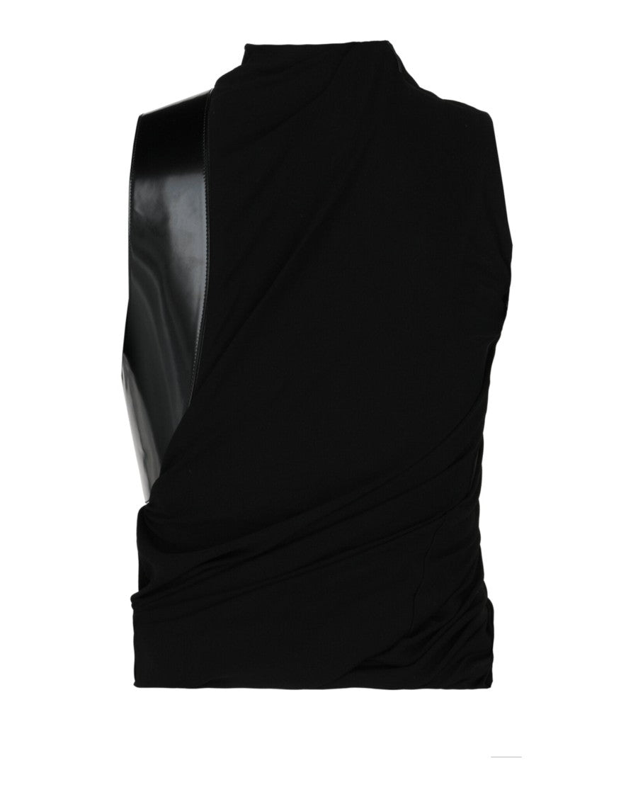Ferragamo Draped Top With Mock Neck And Asymmetrical Panel