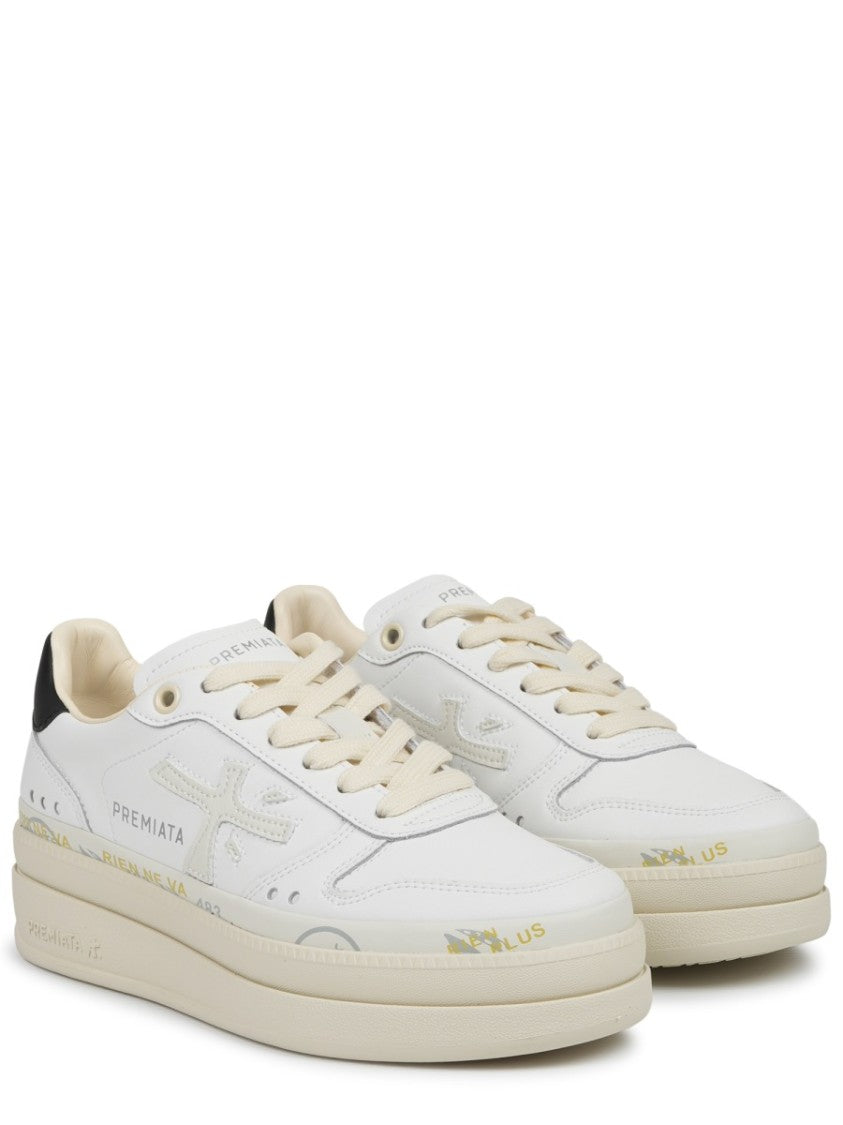 Premiata Off-White Micol Leather Tonal Branding Sneakers