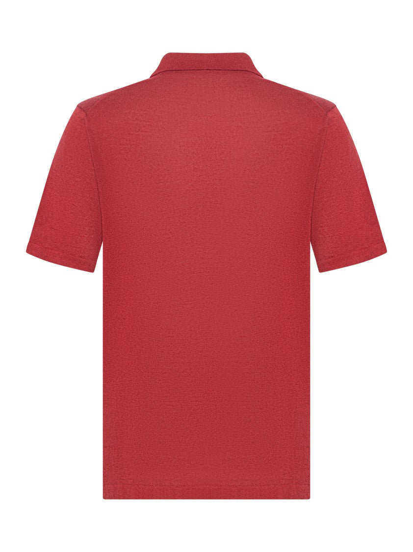 Franzese Collection Textured V-Neck Polo Shirt In Irish Linen-Cotton Blend