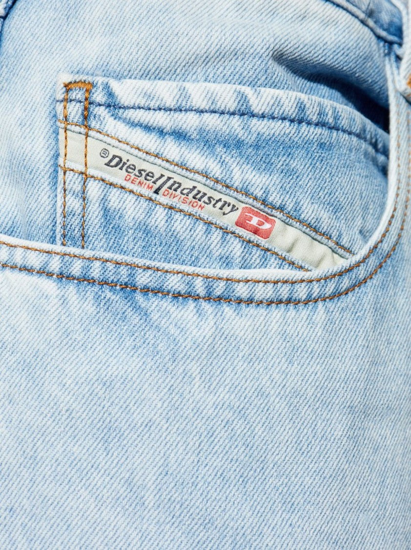 Diesel Light Wash Denim Jeans With Wide-Leg Silhouette