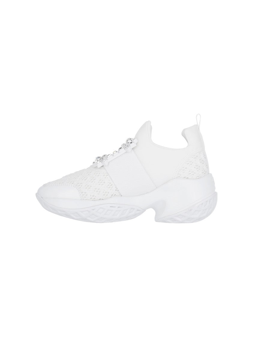 Roger Vivier "Viv' Run" Sneakers, In White Technical Fabric