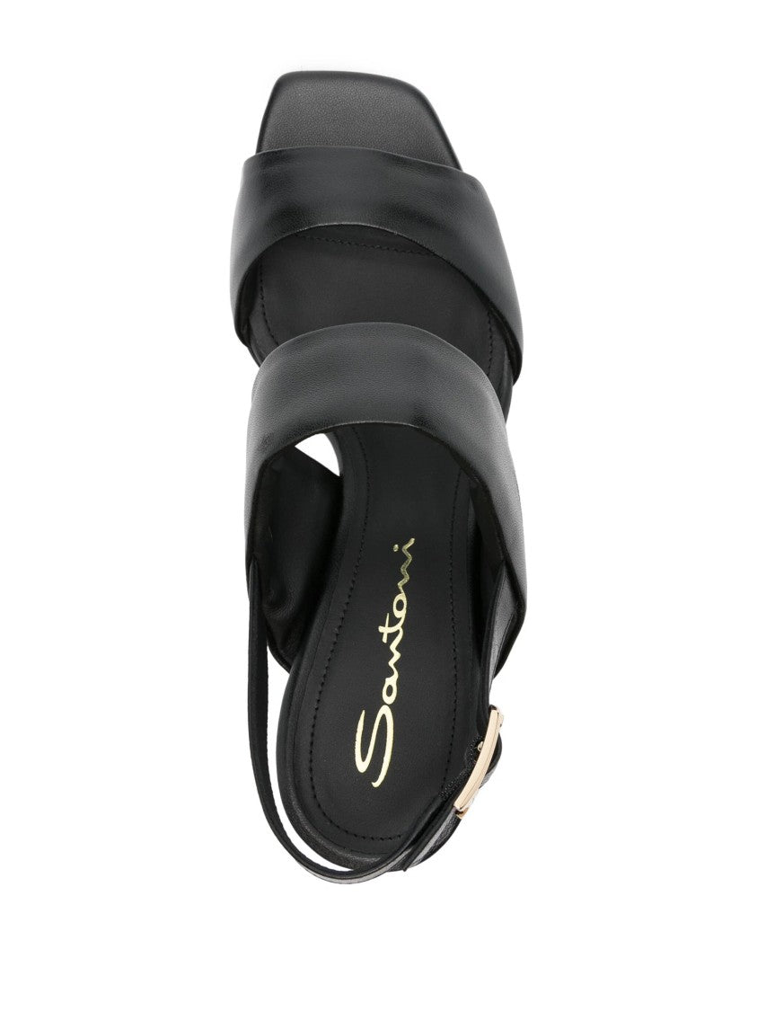 Santoni Open-Toe Black Pumps
