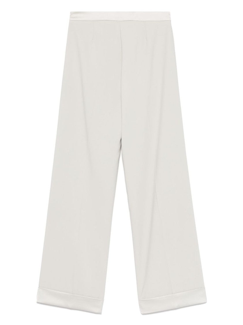 Dexterior Wide-Leg Green Trousers With Cuffed Hem