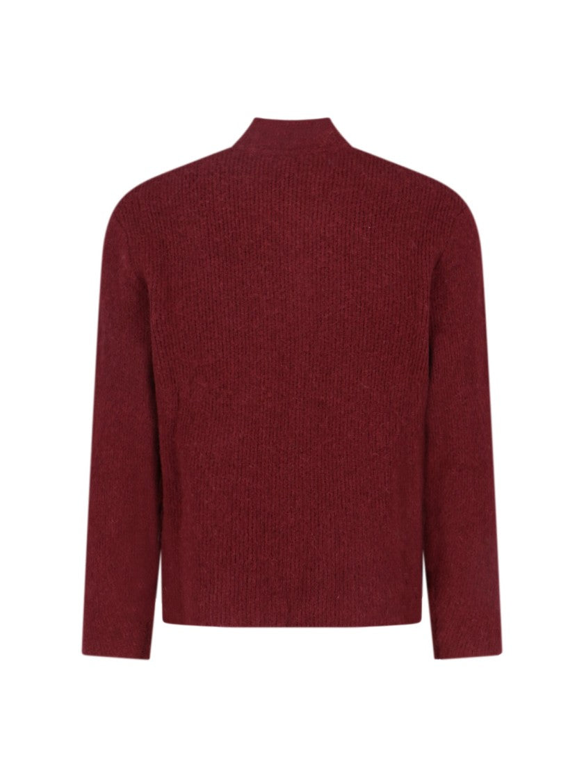 Aspesi Shetland Wool Cardigan – Bordeaux Red