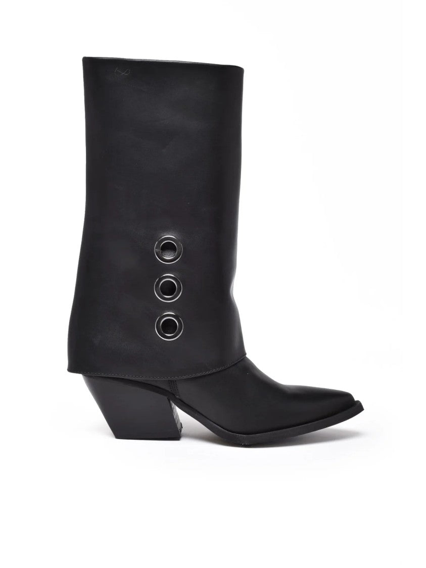 Gianluca Giordano Black Leather Western Boots