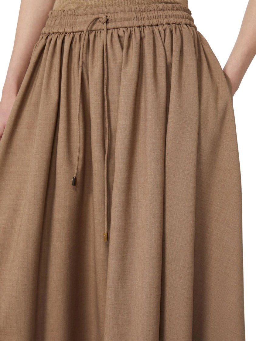 Max Mara Knee-Length Virgin Wool Skirt With Gathered Waistband