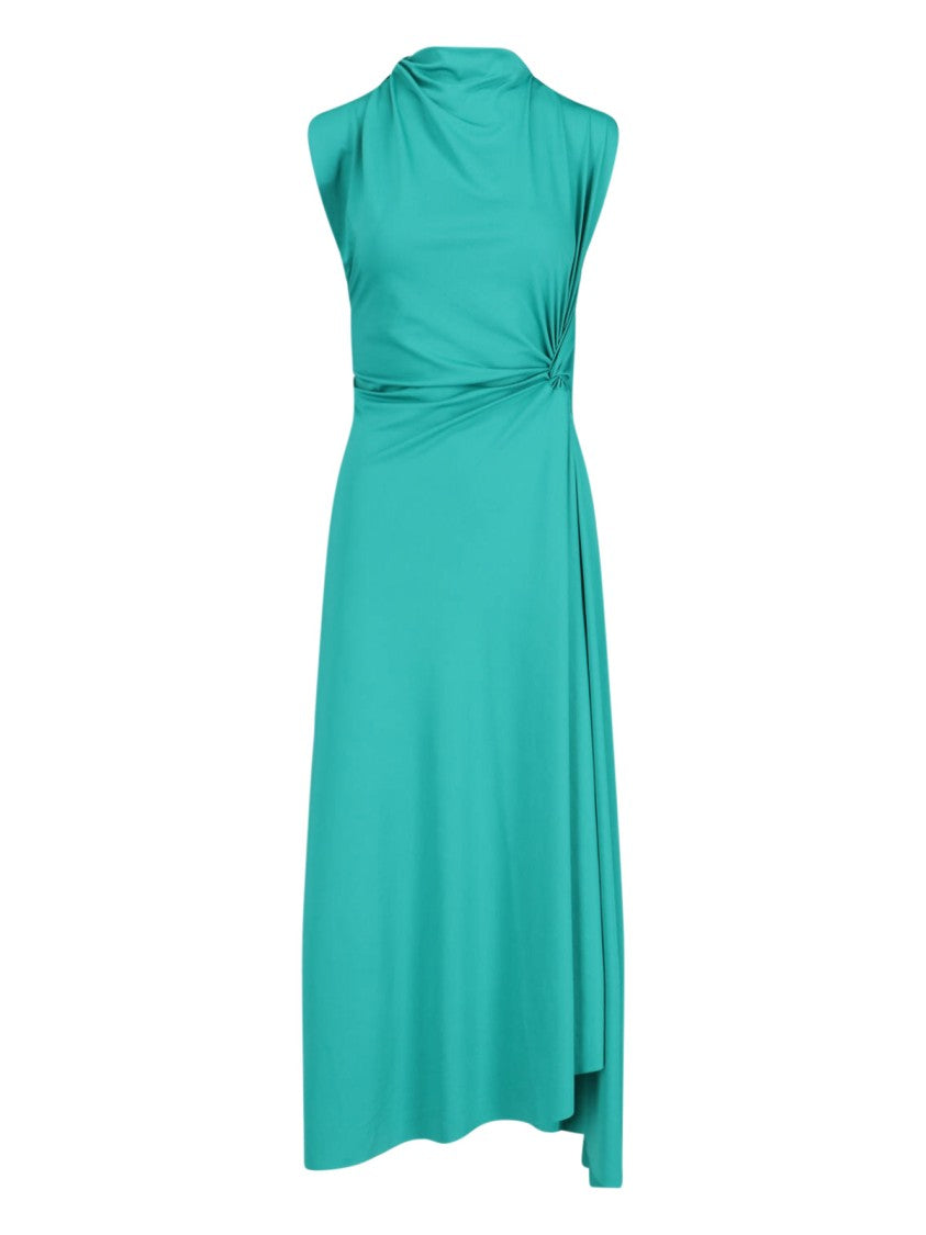 Victoria Beckham Asymmetric Maxi Dress – Green