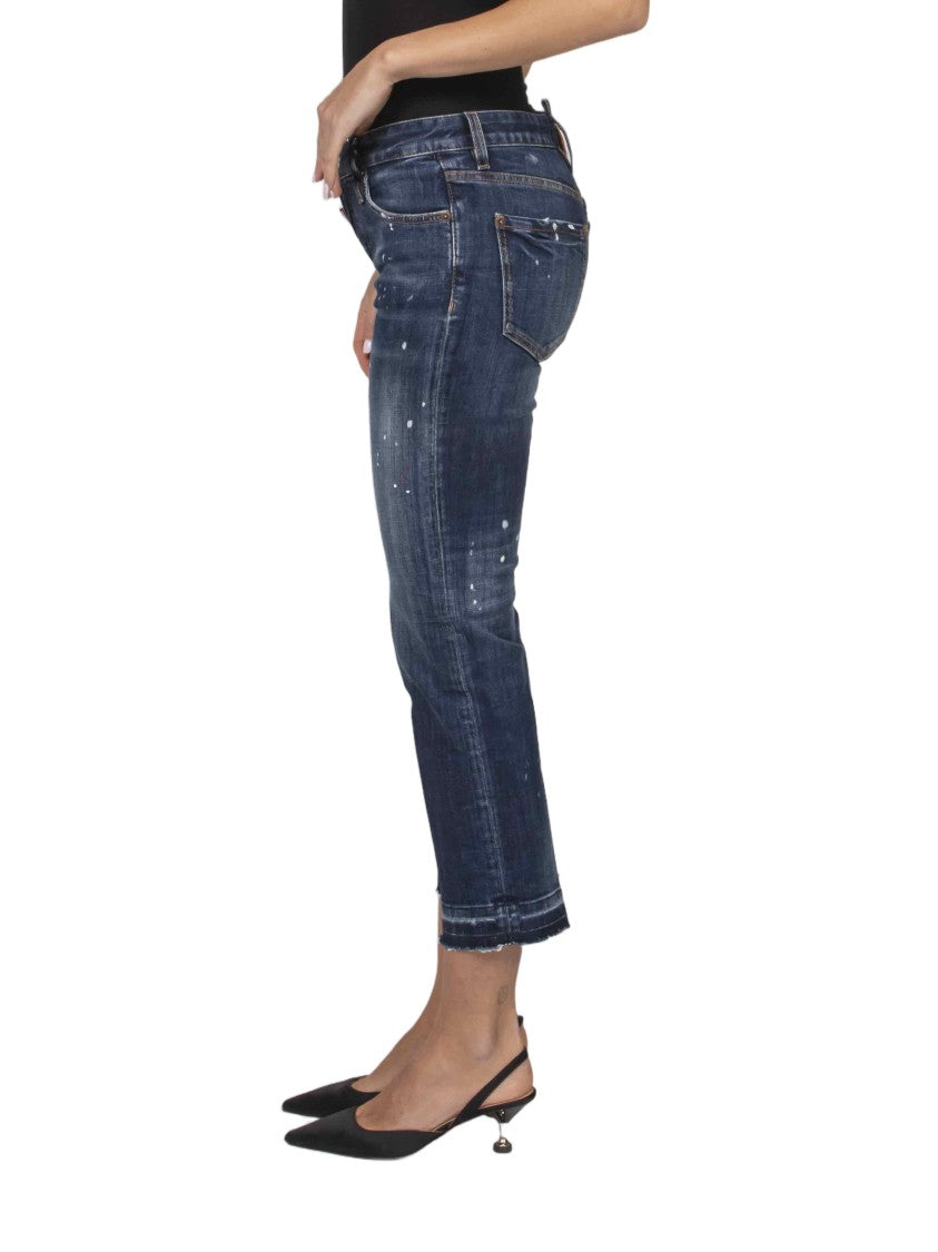Dsquared2 Cropped Distressed Denim Jeans