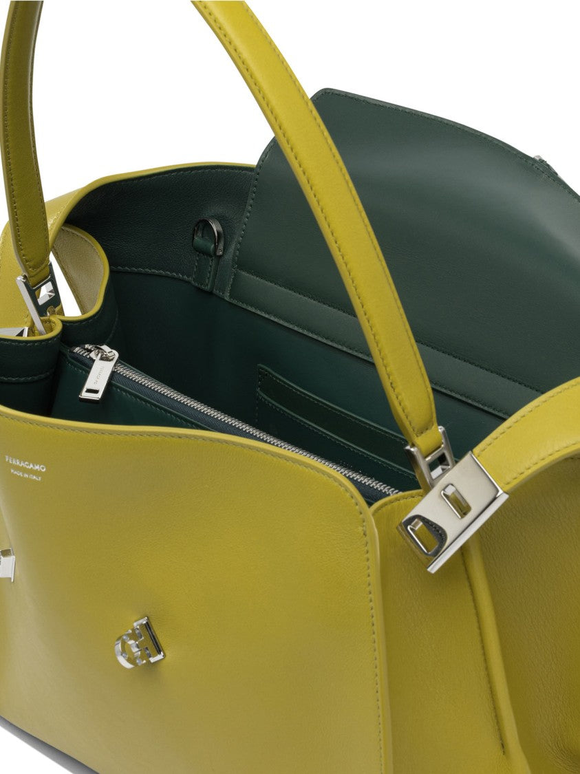 Ferragamo Structured Leather Crossbody Bag