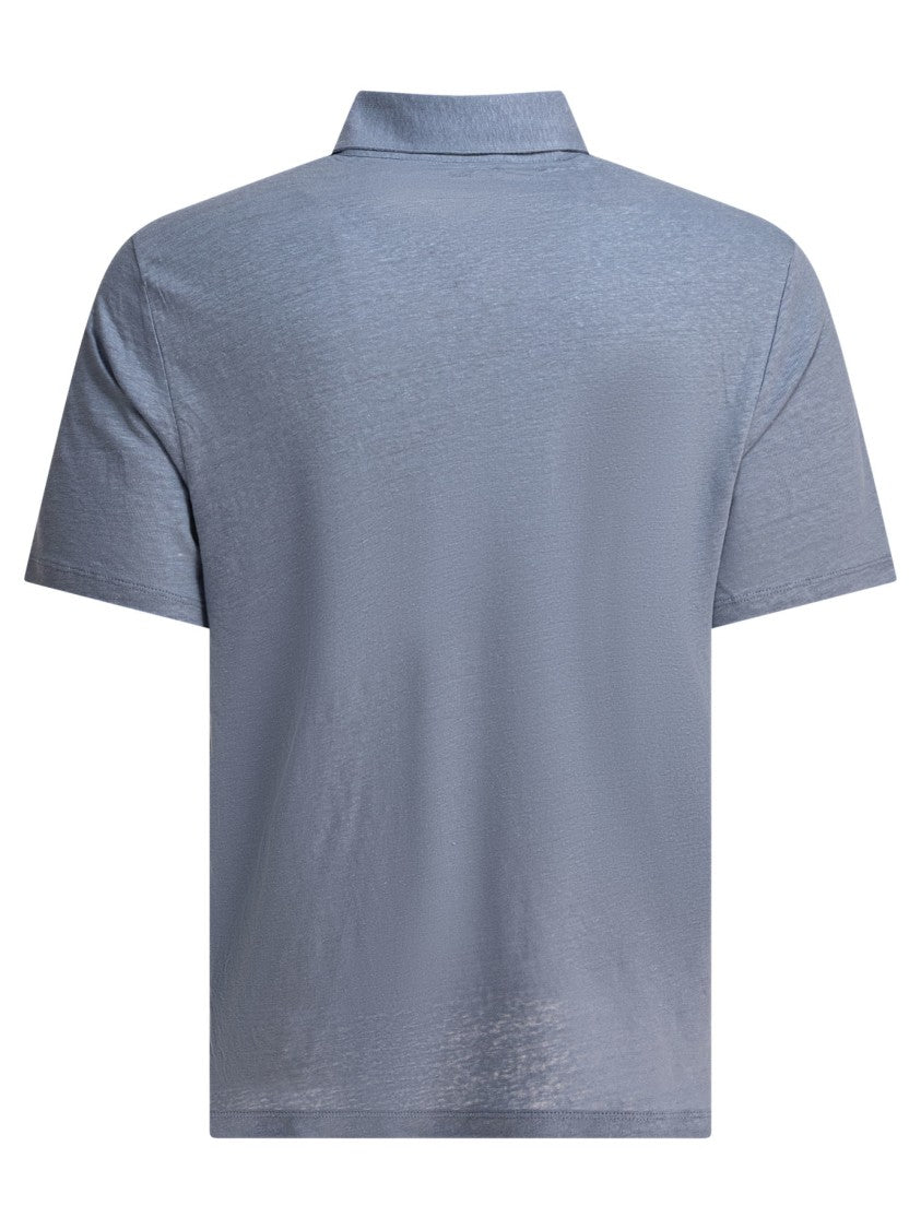 Vince Light Blue Linen Polo Shirt