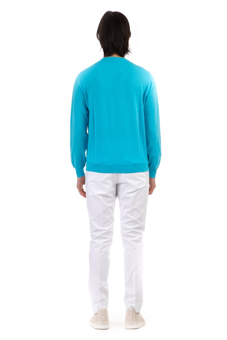 Drumohr Long-Sleeve Crewneck Top In Frosted Cotton