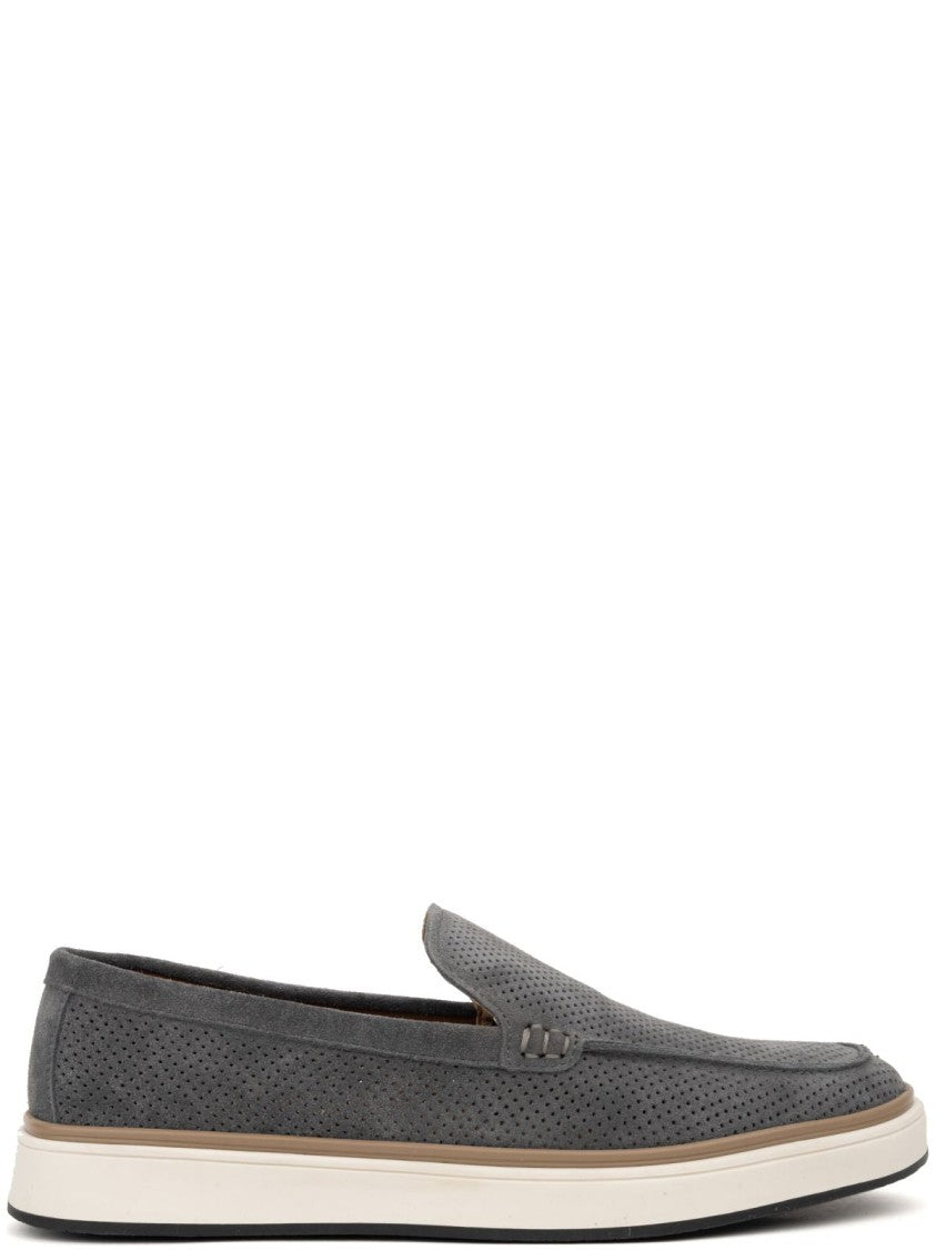 Sergio Moretti Perforated Suede Slip-On Trainers With Rubber Sole