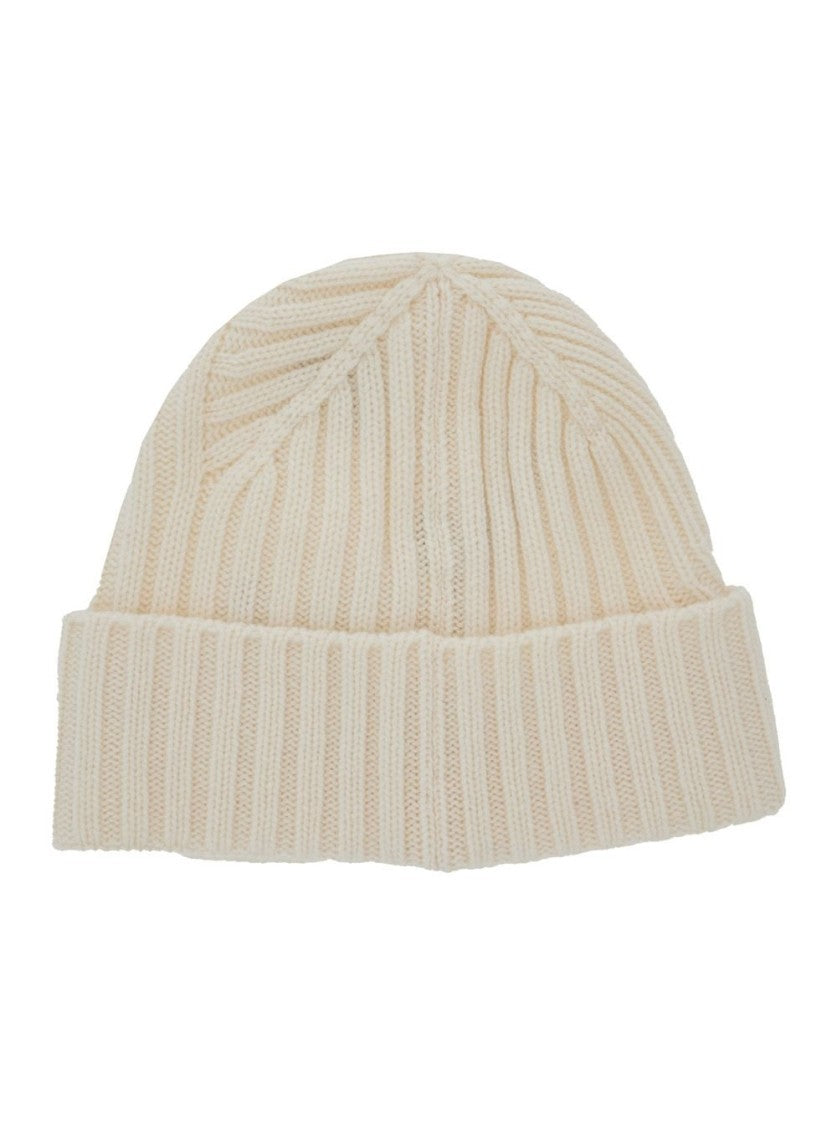 Jacquemus Off-White Ribbed Knit Logo Detail Hat