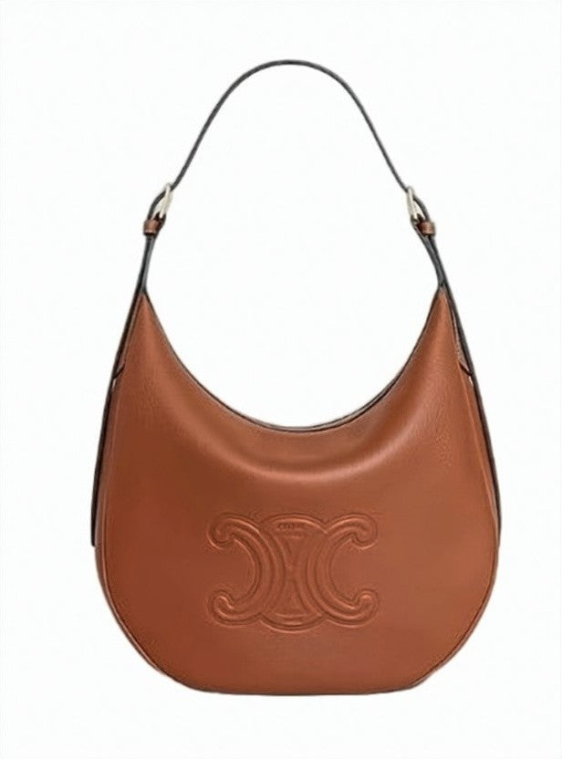 Celine Crescent-Shaped Calf Leather Shoulder Bag With Gold-Tone Hardware