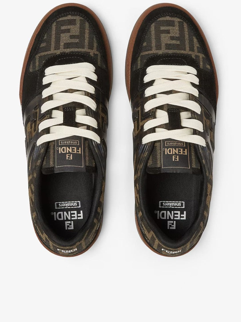 Fendi Dark Brown Monogram Suede Low-Top Sneakers