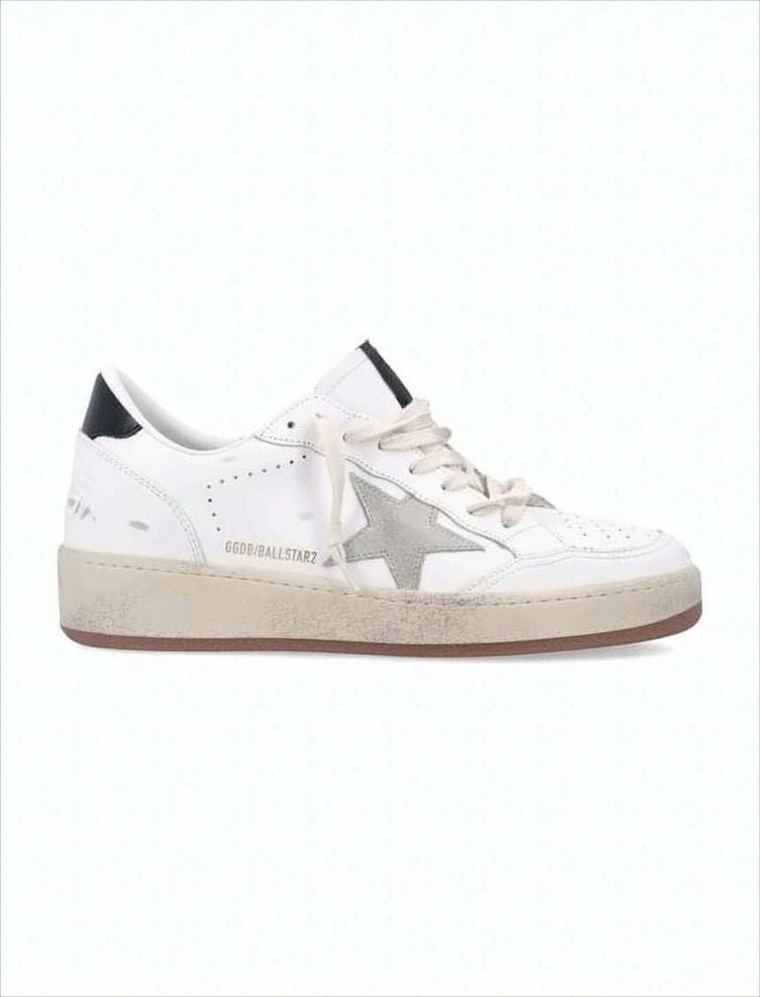 Golden Goose Distressed White Low-Top Sneakers With Signature Star