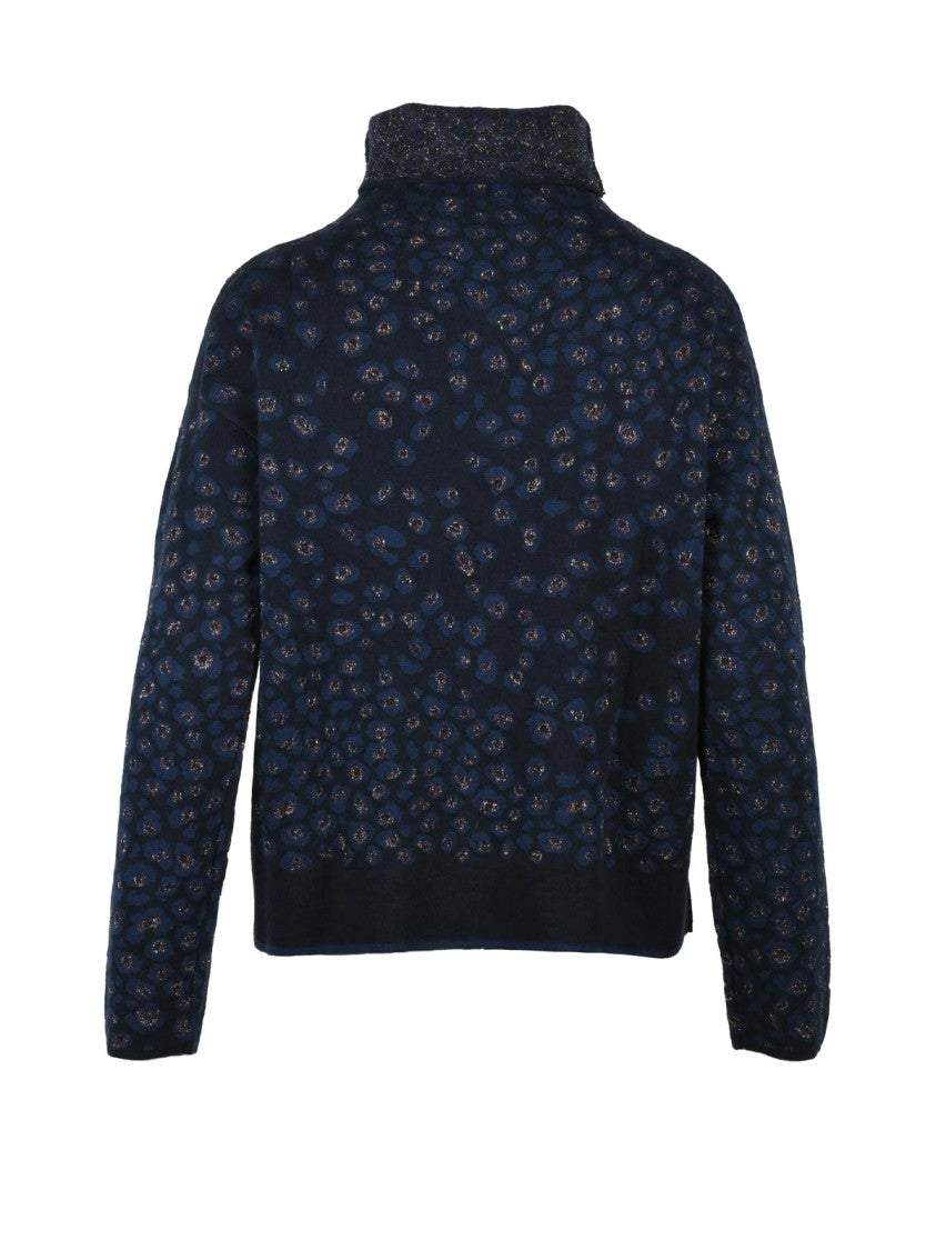 Alessia Santi High Neck Sweater With Metallic Fiber Accents