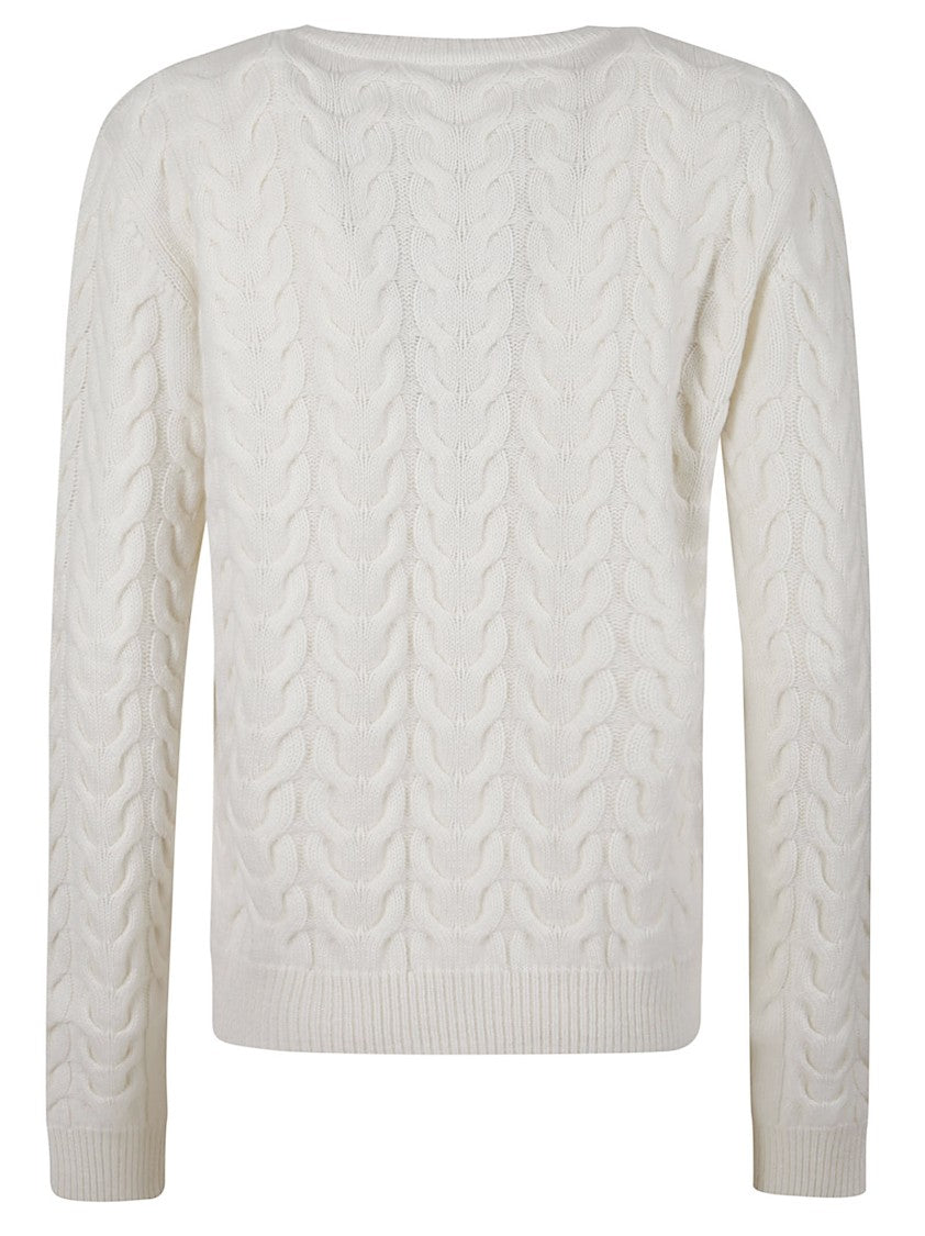 Max Mara Intricate Cable-Knit Sweater With Classic Crew Neckline