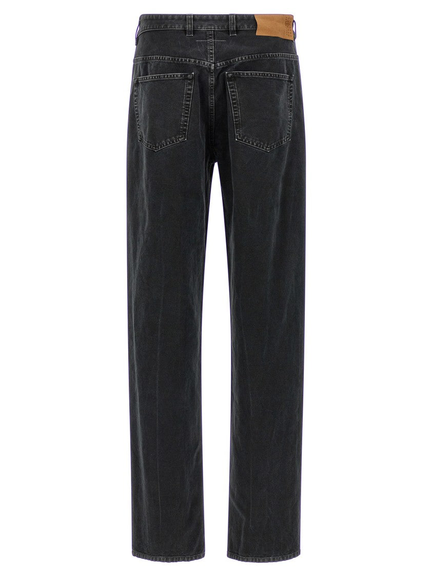 Mm6 By Maison Margiela Black Used-Effect Garment-Dyed Denim Jeans