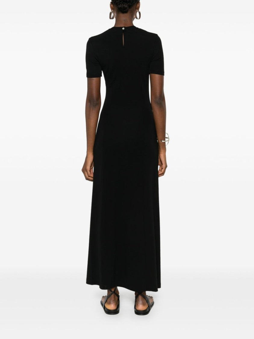 Rabanne Black Maxi Dress With Silver Button Detailing