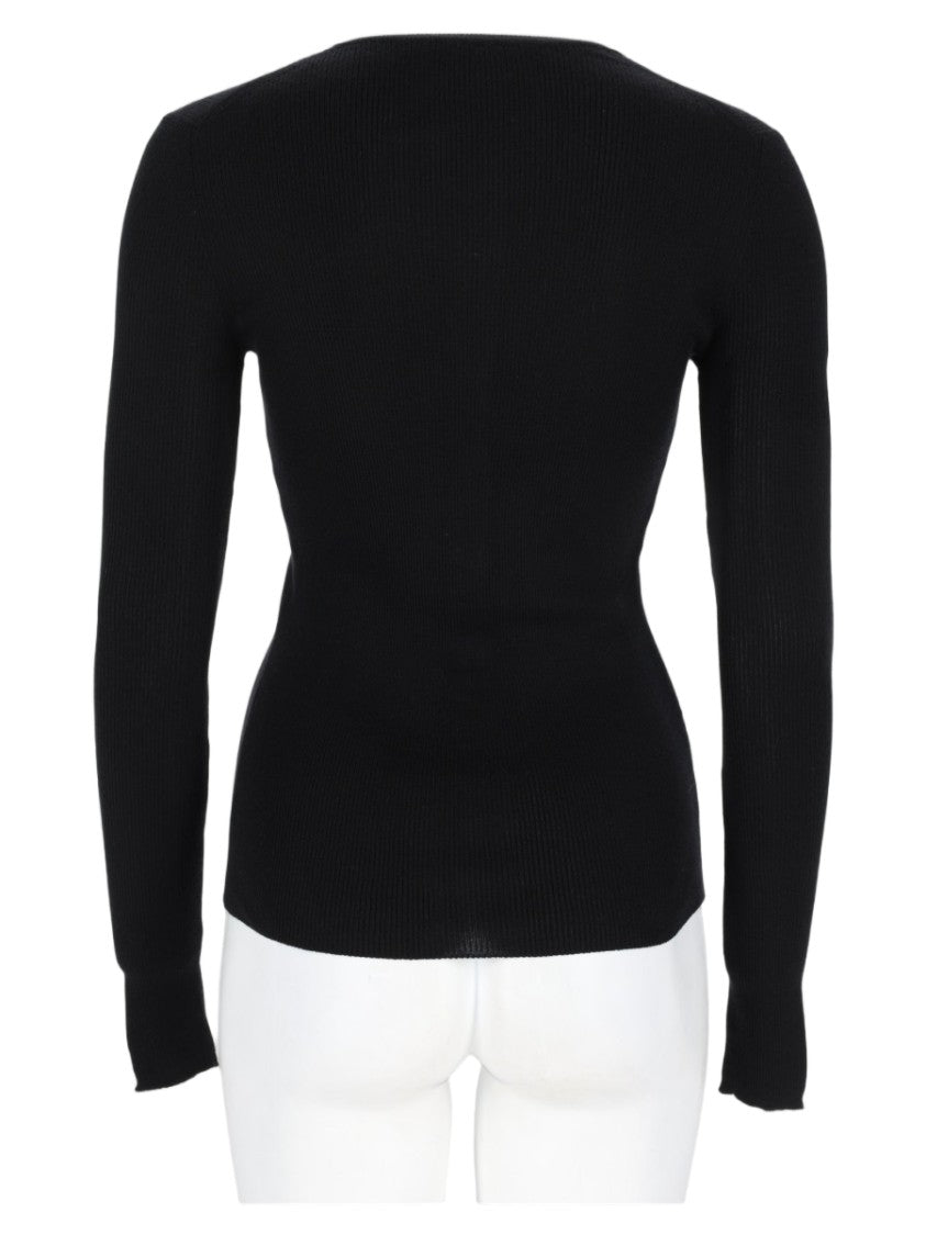 Dolce & Gabbana Fitted Black Cashmere Sweater With Button Closure