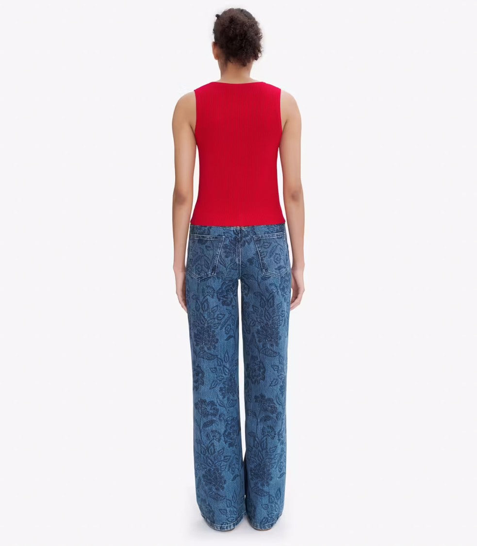 A.P.C. High-Rise Floral-Print Denim Jeans With Straight Leg