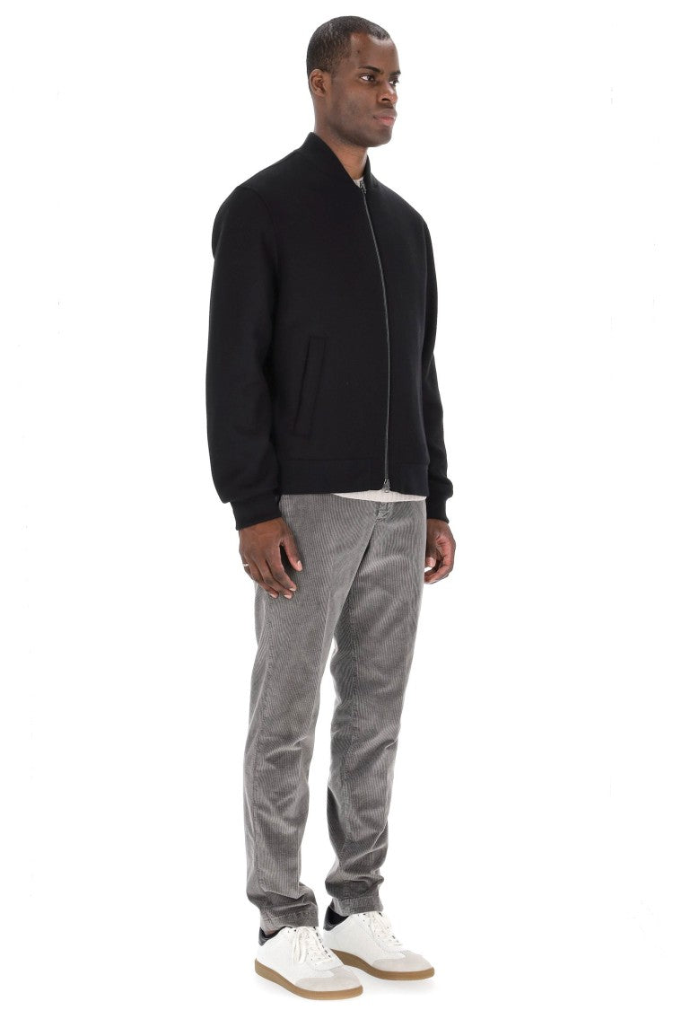 Herno Diagonal Wool Baseball Collar Bomber Jacket