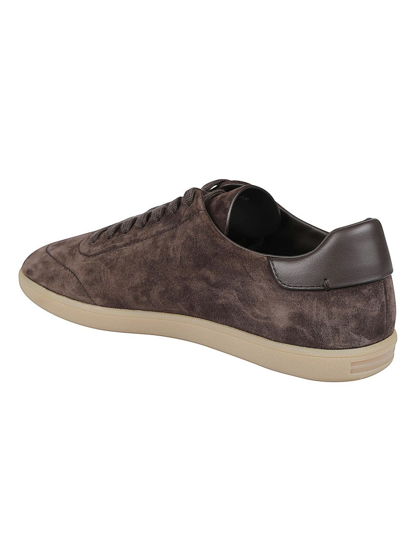 Zegna Triple Stitch Soft Suede Calf Leather Low-Top Sneakers