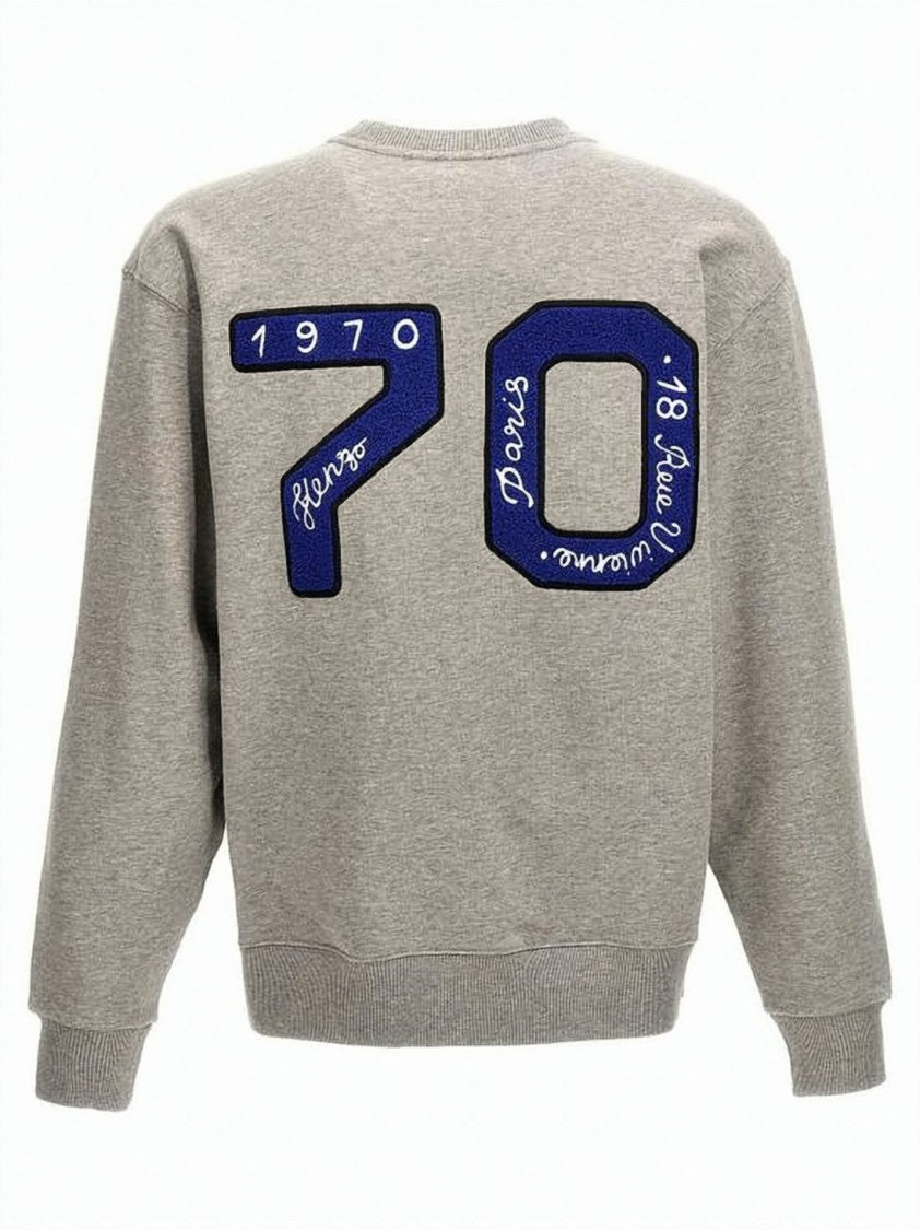 Kenzo Heather Grey Long-Sleeve Sweatshirt With Varsity Detailing